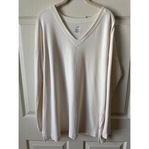 J. Jill Simply Supima Cotton Ivory V-Neck Tunic Top Size L‎ Capsule Minimalist
